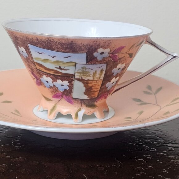 Vintage Hand-Painted Porcelain Tea Cup Saucer Set Floral Design Made in Japan 19 - Picture 11 of 11